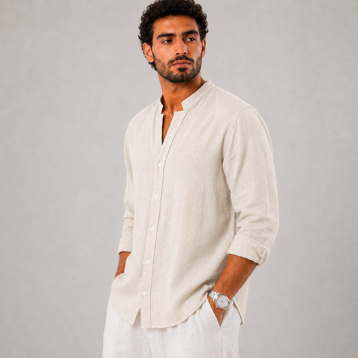 Beige linen shirt