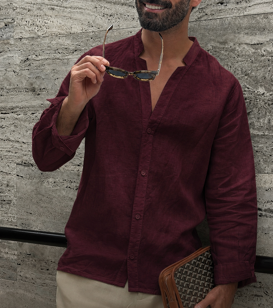 Burgundy linen shirt