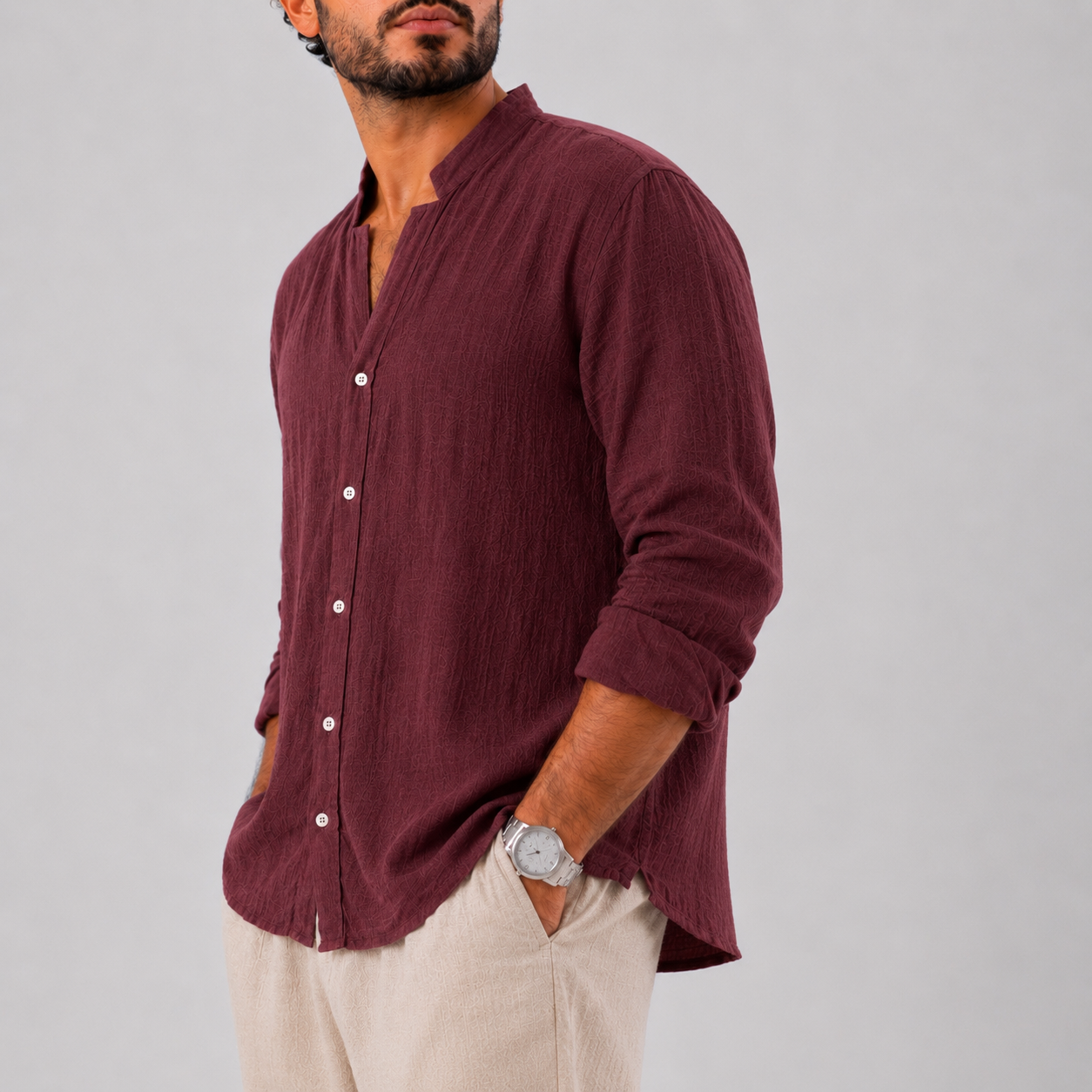 Burgundy linen shirt