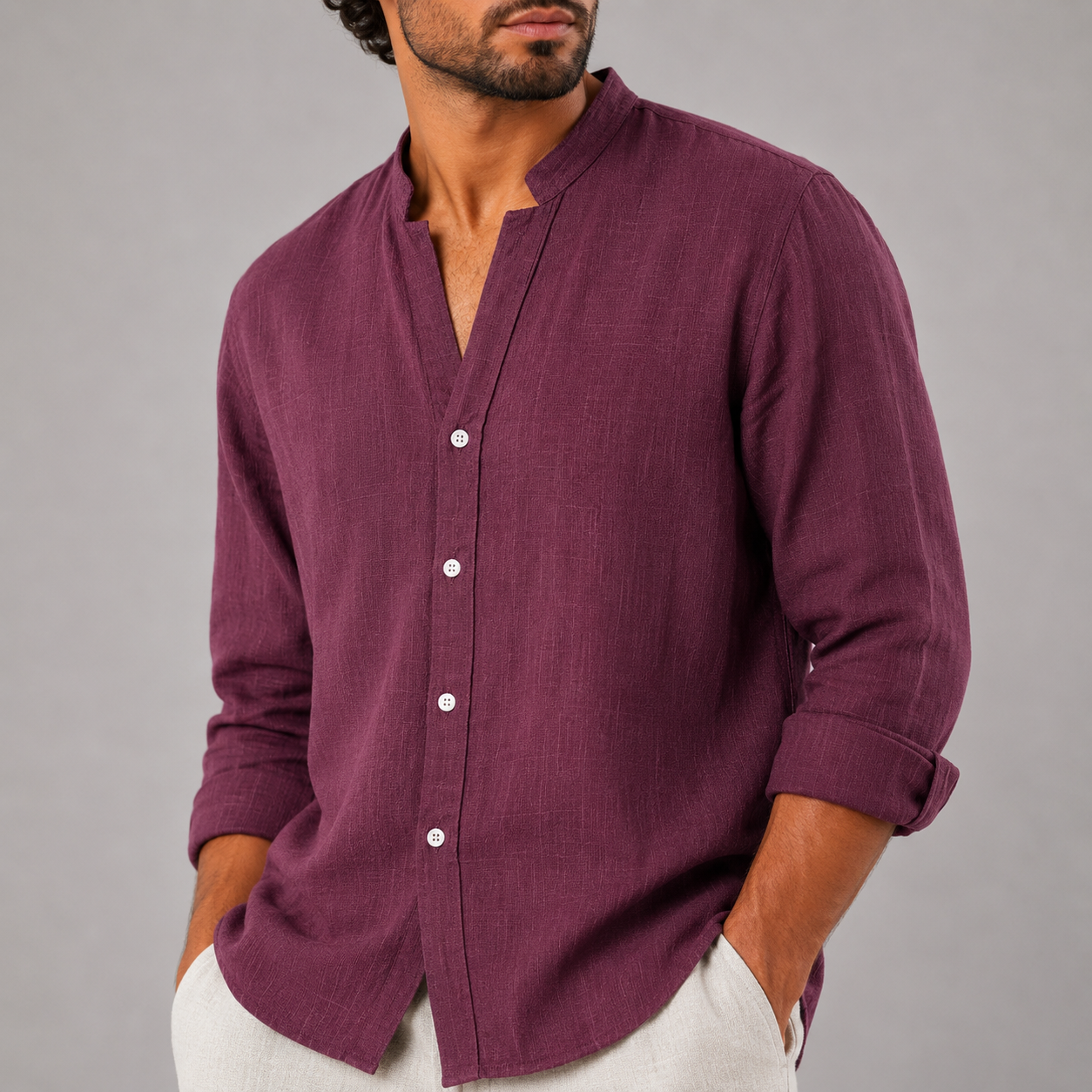 Burgundy linen shirt