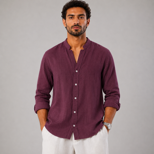 Burgundy linen shirt
