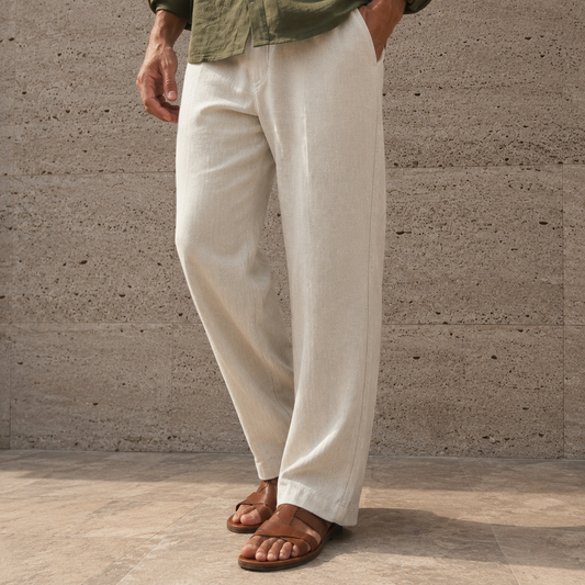Beige linen pants