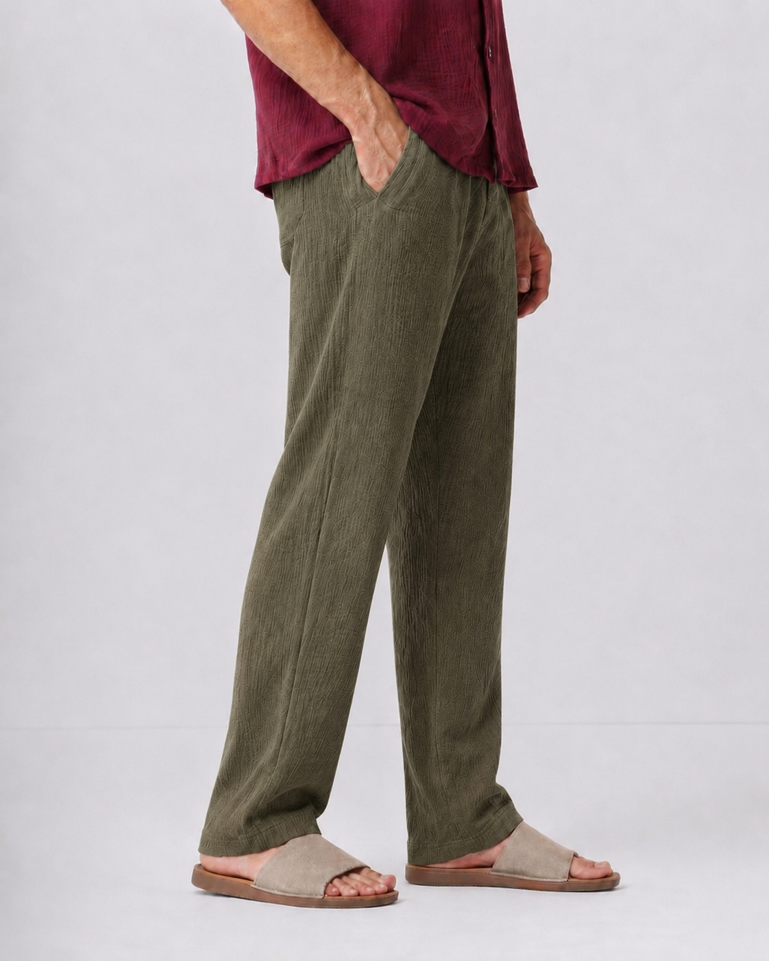 Olive green linen pants