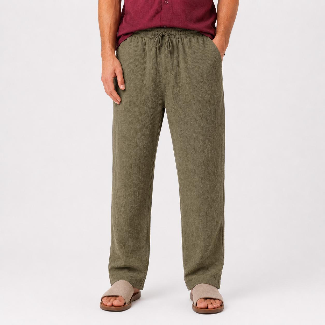 Olive green linen pants