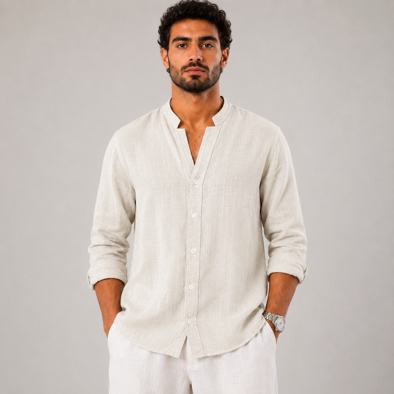 Beige linen shirt