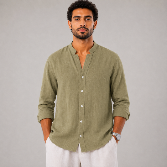 Olive green  linen shirt