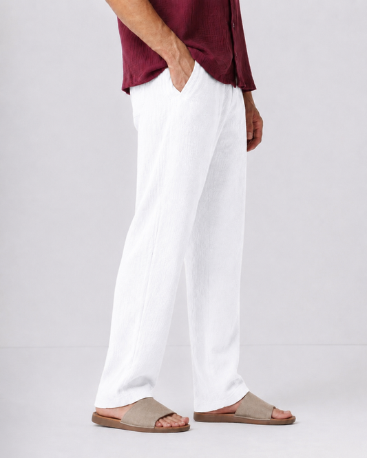 White linen pants