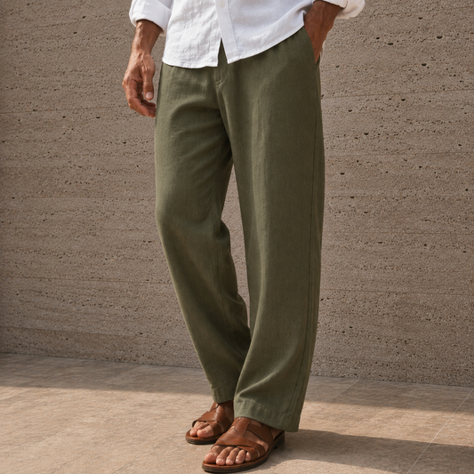 Olive green linen pants